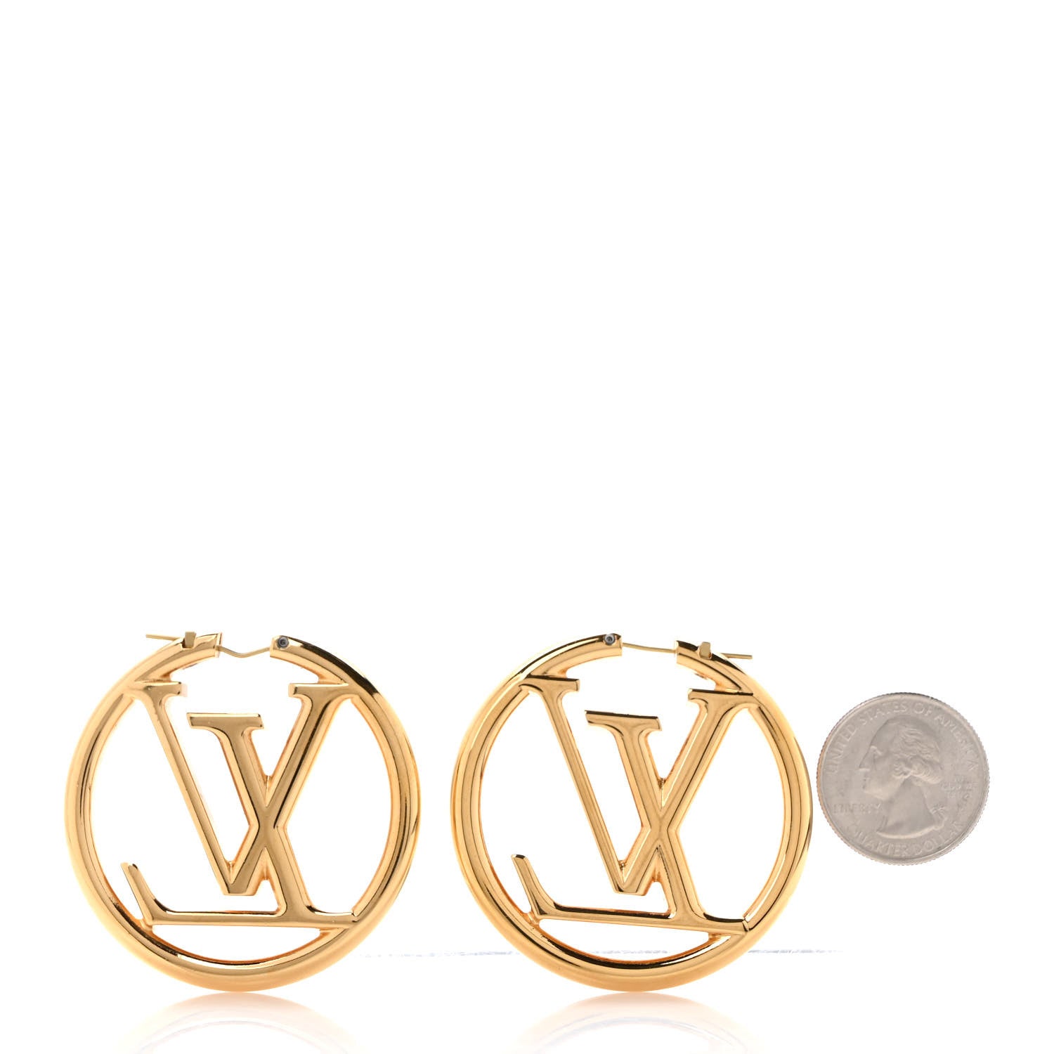 Louis Vuitton Metal Louise Hoop Earrings Gold 2 of 4