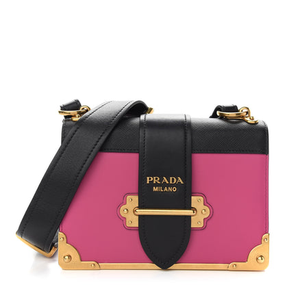 Prada City Calf Saffiano Cahier Bag Fuxia Black 1 of 8
