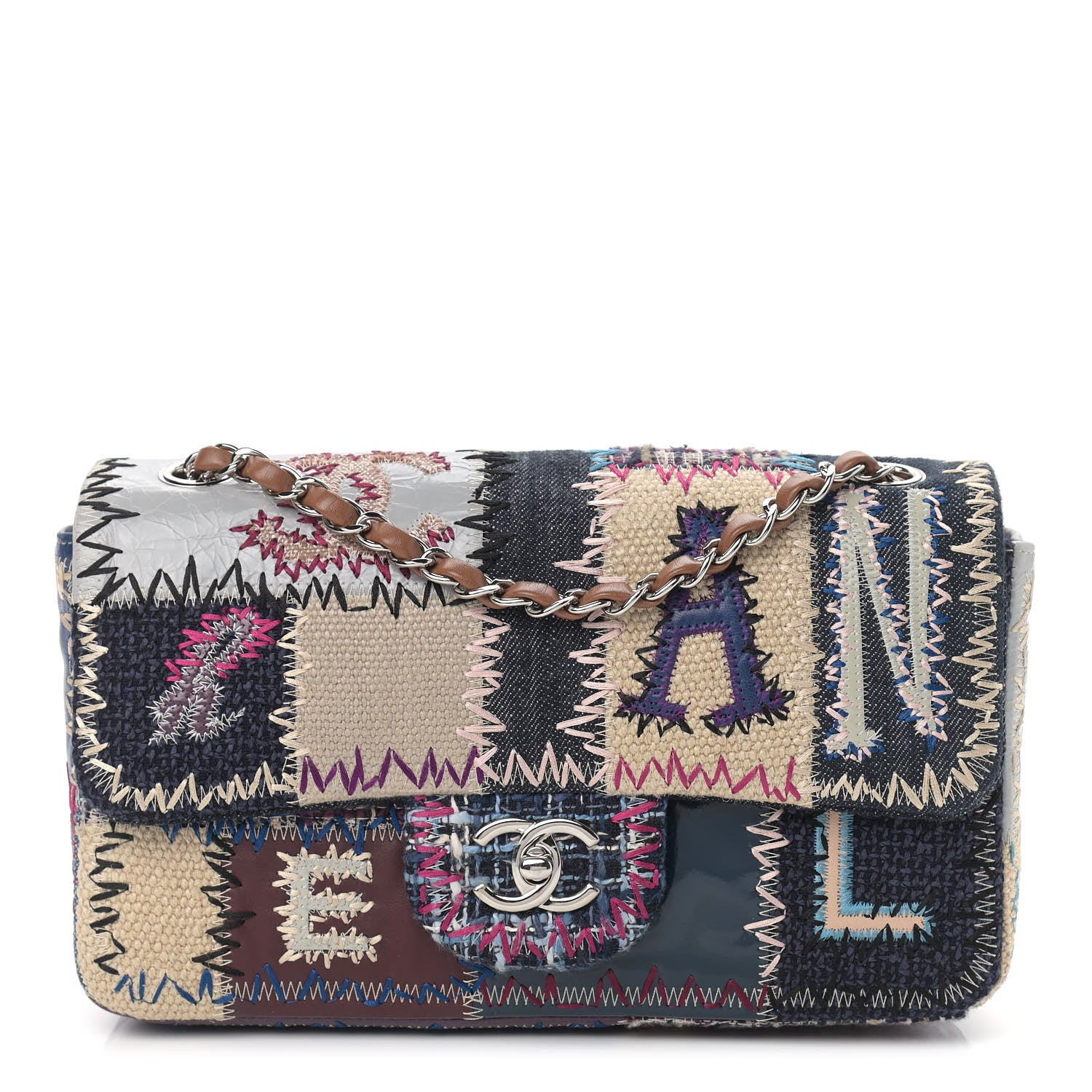 Chanel Denim Tweed Patchwork Medium Single Flap Multicolor 1 of 9