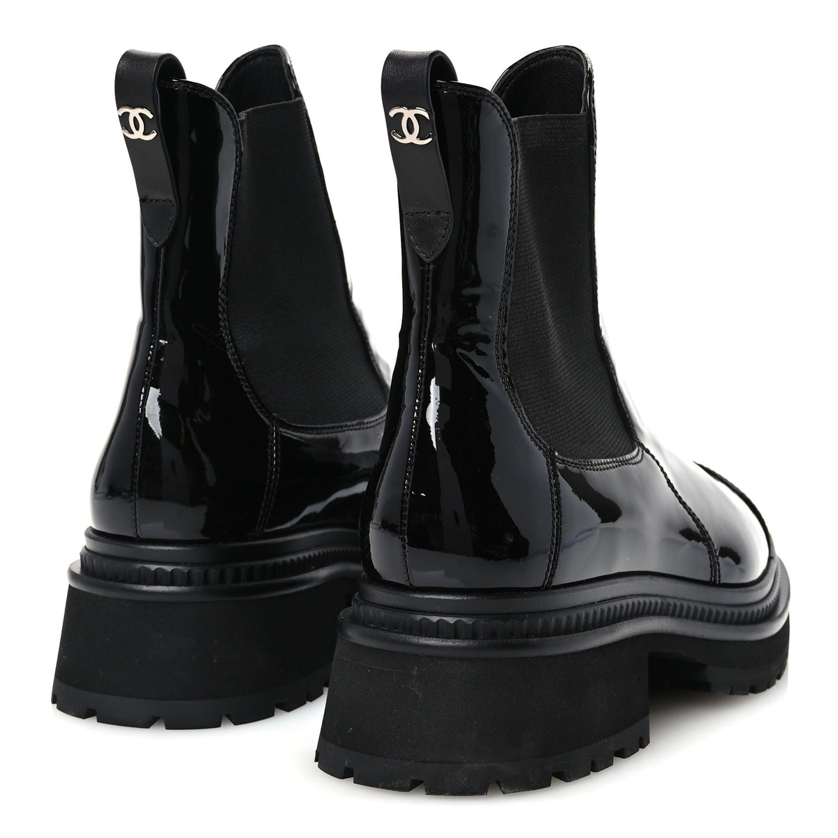 Patent Calfskin Ankle Boots 38 Black