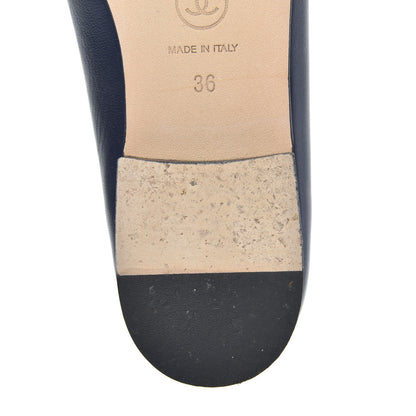 Chanel Lambskin CC Cap Toe Ballerina Flats 36 Navy 8 of 10