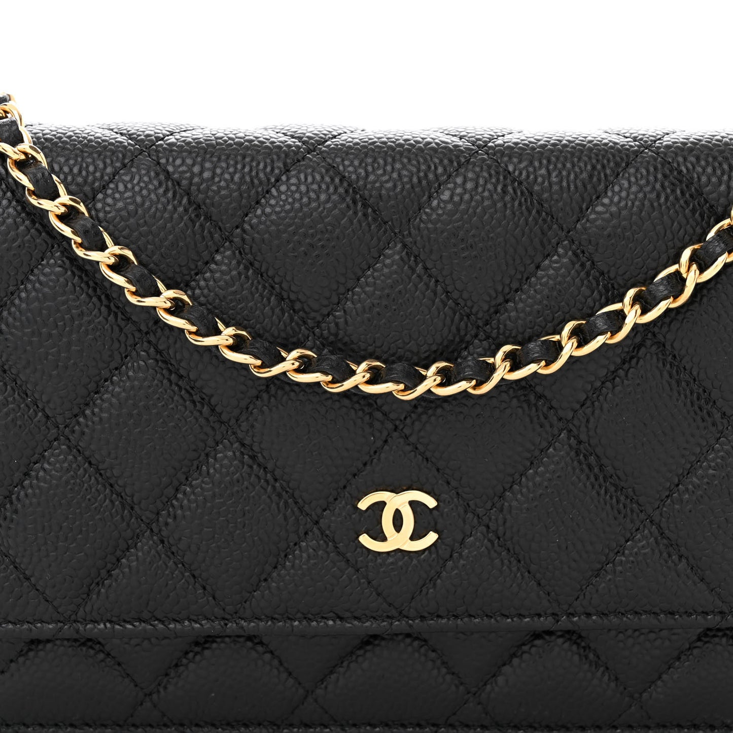 Caviar Quilted Wallet on Chain WOC Black