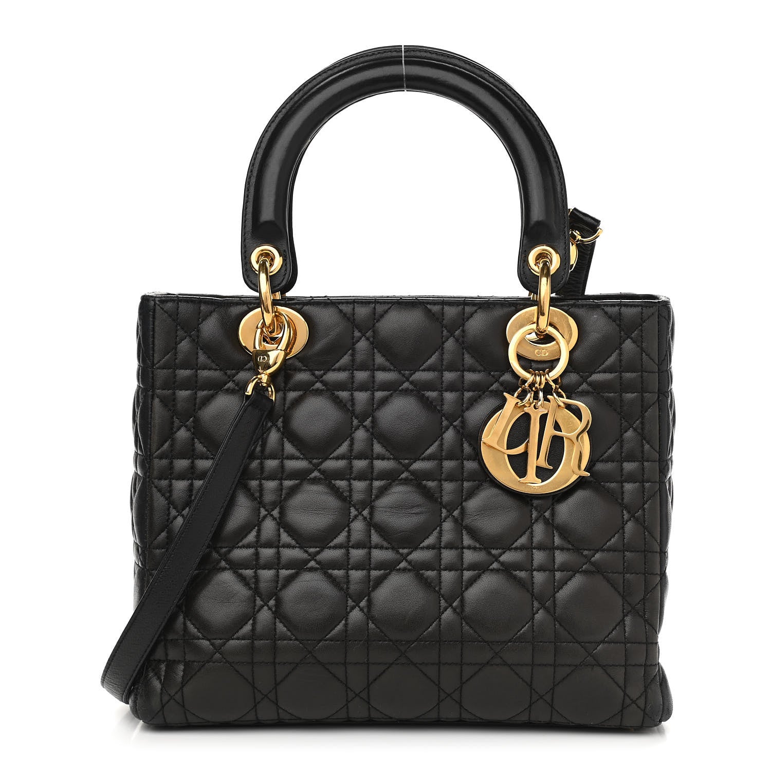 Christian Dior Lambskin Cannage Medium Lady Dior Black 1 of 10