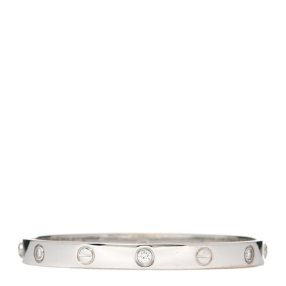 Cartier 18K White Gold 6 Diamond LOVE Bracelet 17 1 of 6