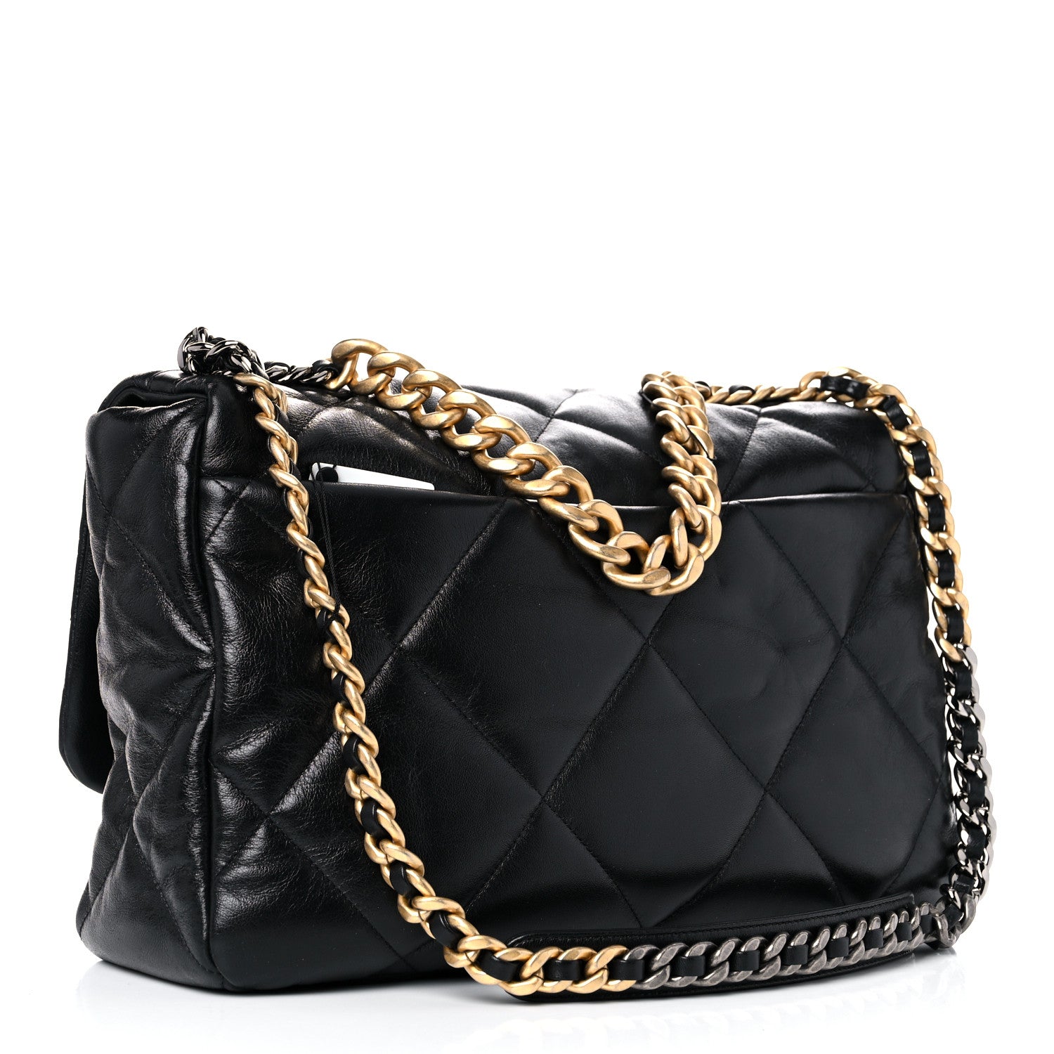 Chanel Lambskin Quilted Maxi Chanel 19 Flap Black 3 of 10