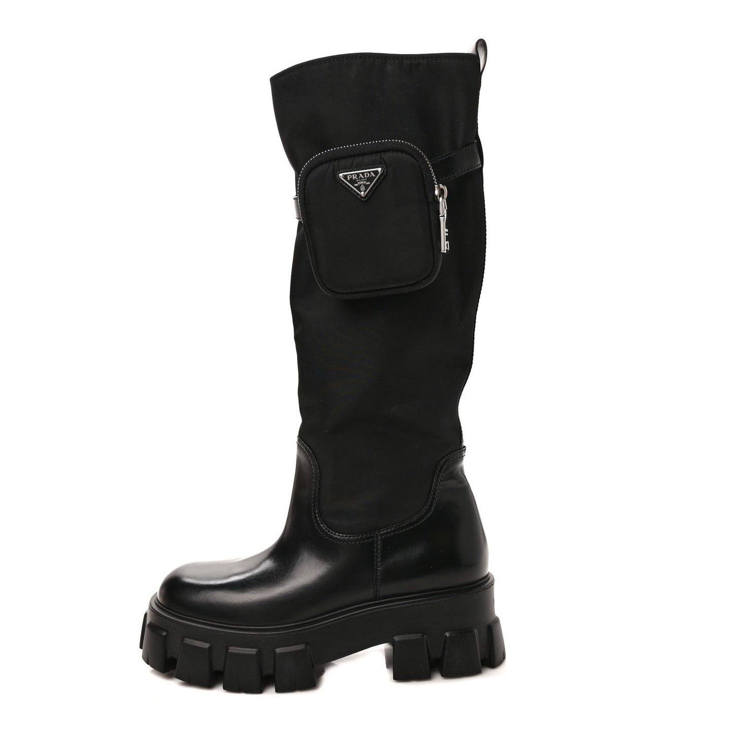 Spazzolato Rois Re-Nylon Metal Triangle Logo Monolith Pouch Pocket 55mm Tall Boots 39 Black