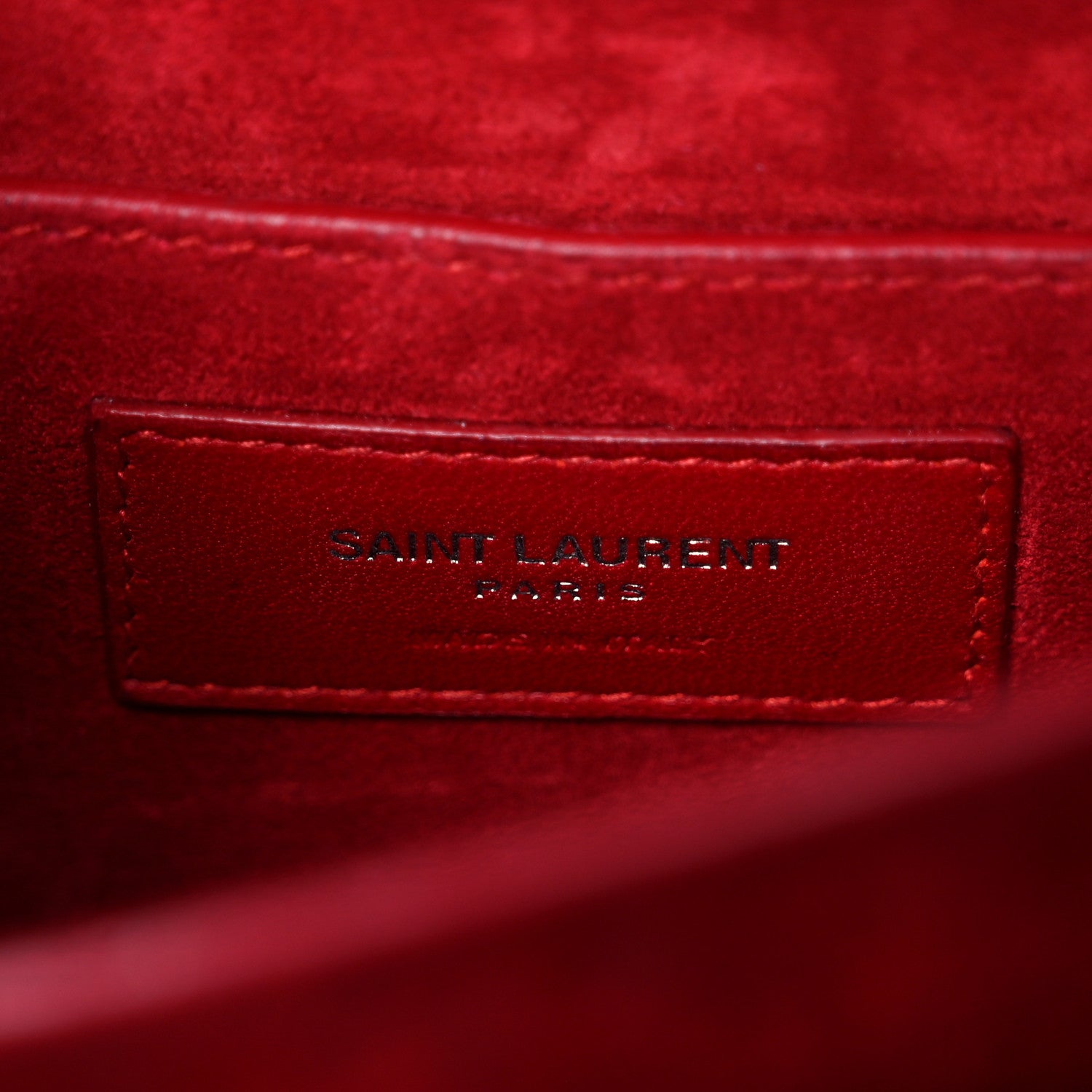 Saint Laurent Calfskin Crocodile Embossed Medium Monogram Sunset Rouge Eros 7 of 21