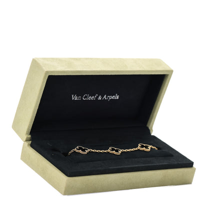 Van Cleef & Arpels 18K Yellow Gold Black Onyx 5 Motifs Vintage Alhambra Bracelet 7 of 7