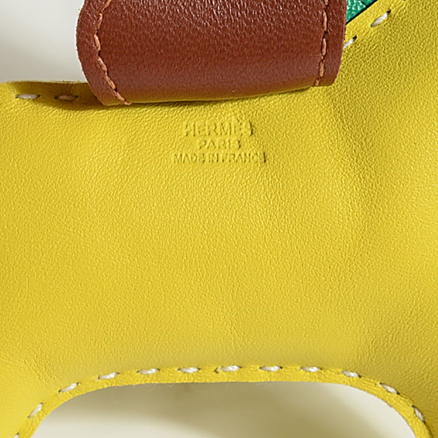 Hermes Milo Lambskin Grigri Rodeo Horse Bag Charm MM Lime Menthe Fauve 4 of 5