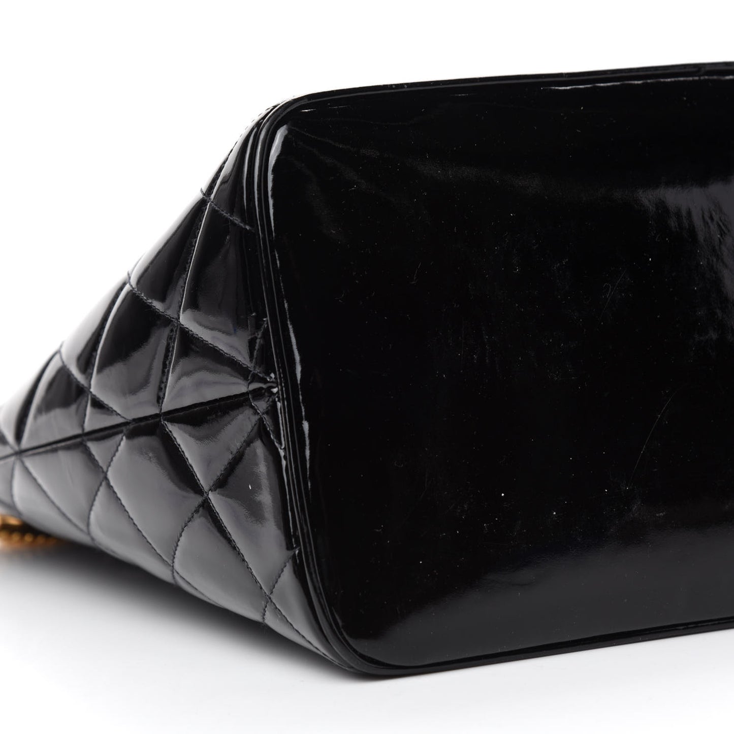 Patent Quilted Medallion Tote Black