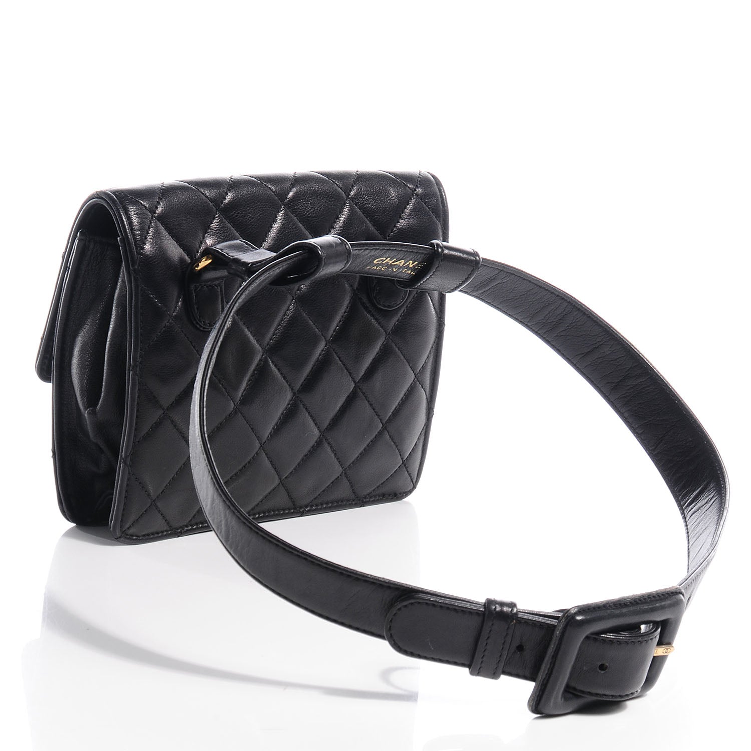 Chanel Lambskin Quilted Flap Belt Black 3 of 9