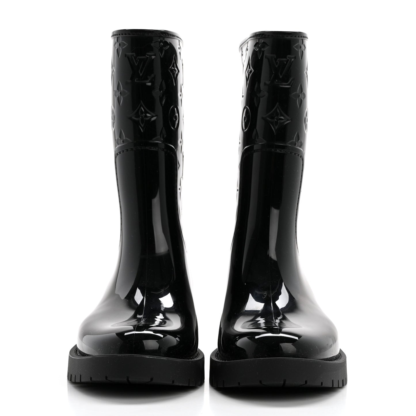 Rubber Embossed Monogram Drops Flat Half Boots 36 Black