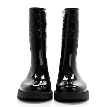 Louis Vuitton Rubber Embossed Monogram Drops Flat Half Boots 36 Black 2 of 7