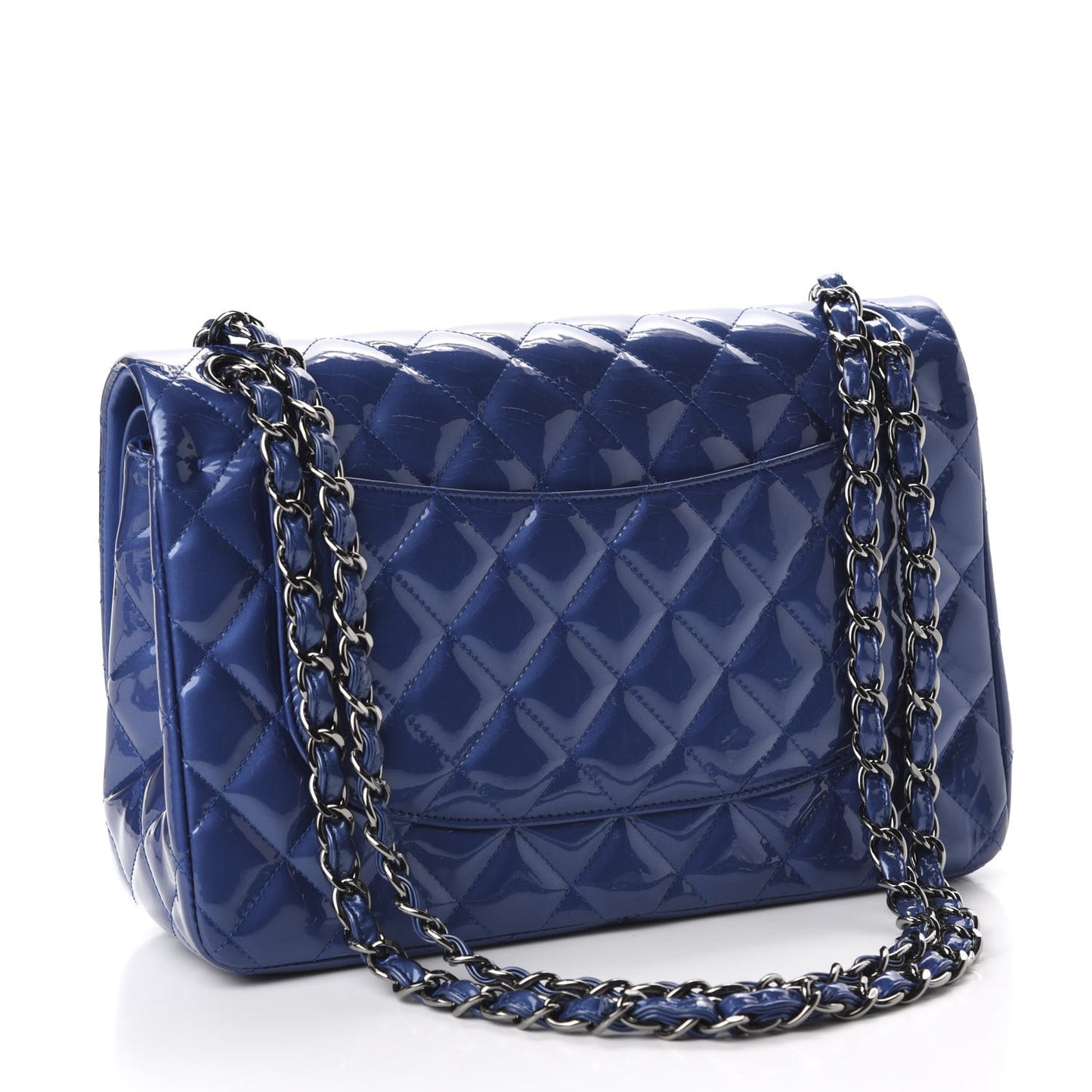 Patent Quilted Jumbo Double Flap Blue