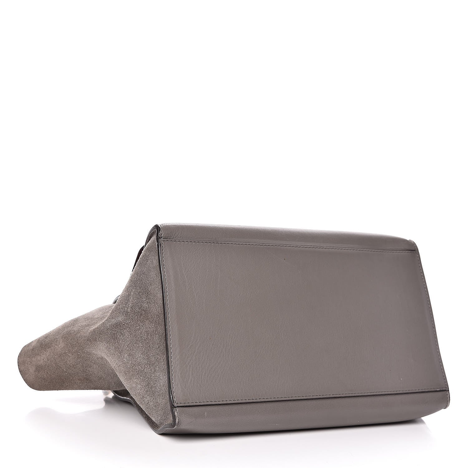 Celine Crocodile Embossed Calfskin Suede Medium Trapeze Smoke 4 of 9
