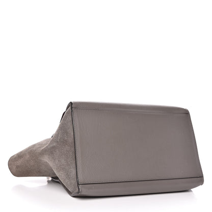 Celine Crocodile Embossed Calfskin Suede Medium Trapeze Smoke 4 of 9