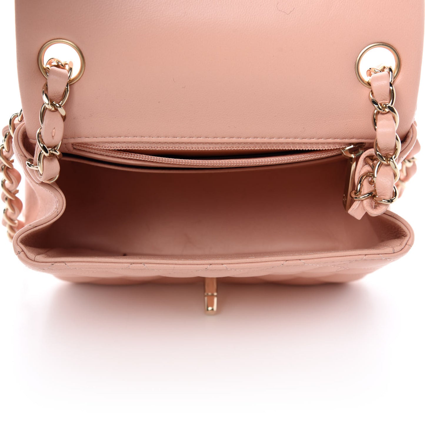 Lambskin Quilted Mini Square Flap Light Pink