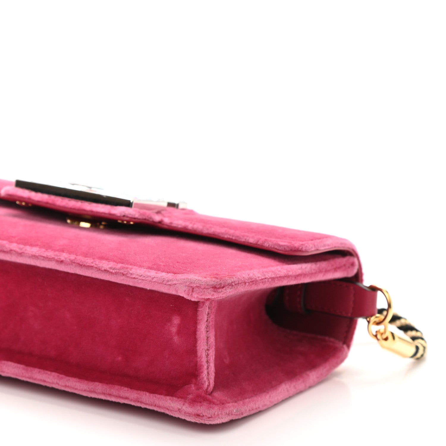 Gucci Velvet Crystal Square G Shoulder Bag Light Raspberry Rose 10 of 10