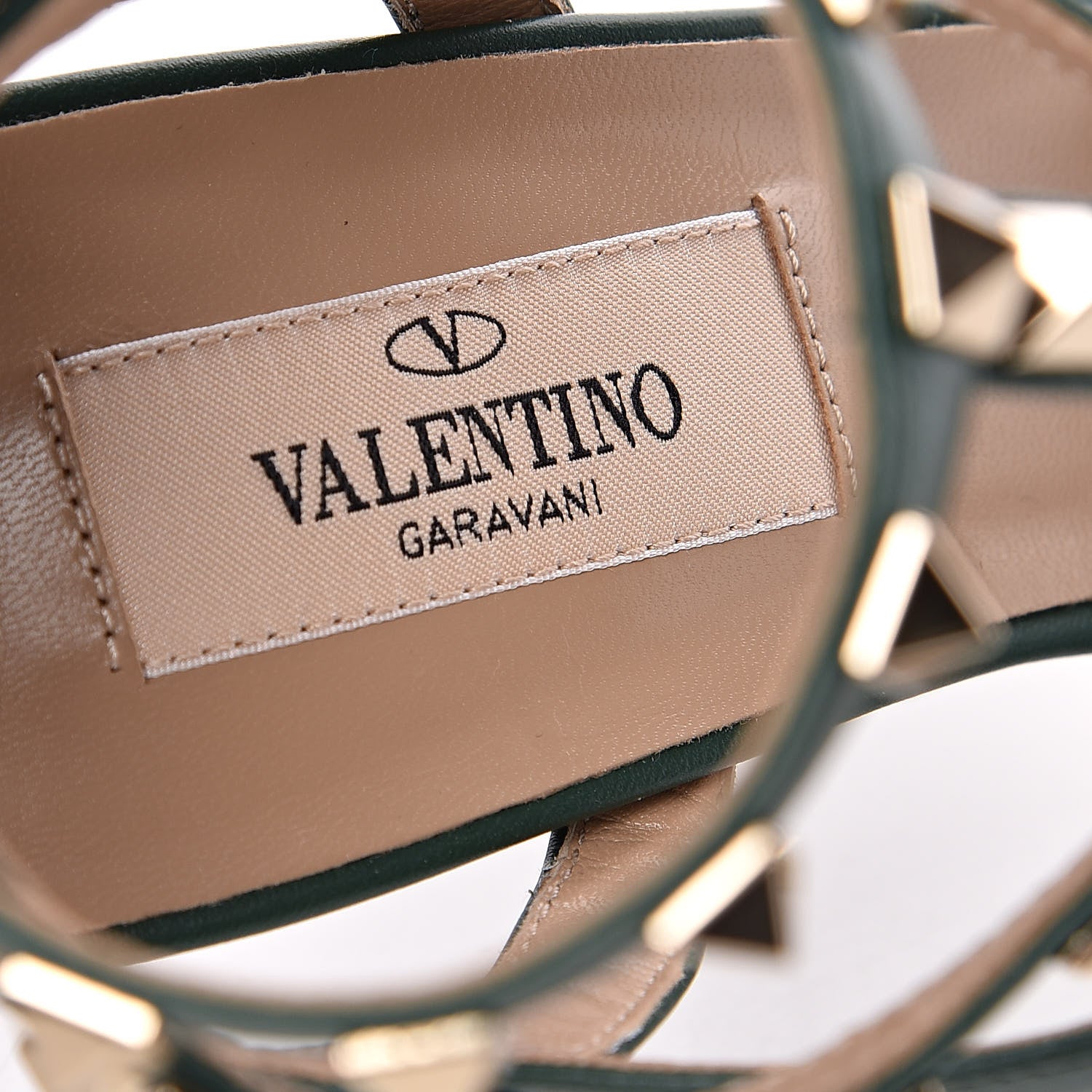 Valentino Garavani Pebbled Calfskin Rockstud Ankle Strap 65mm Pumps 37.5 English Green 8 of 11