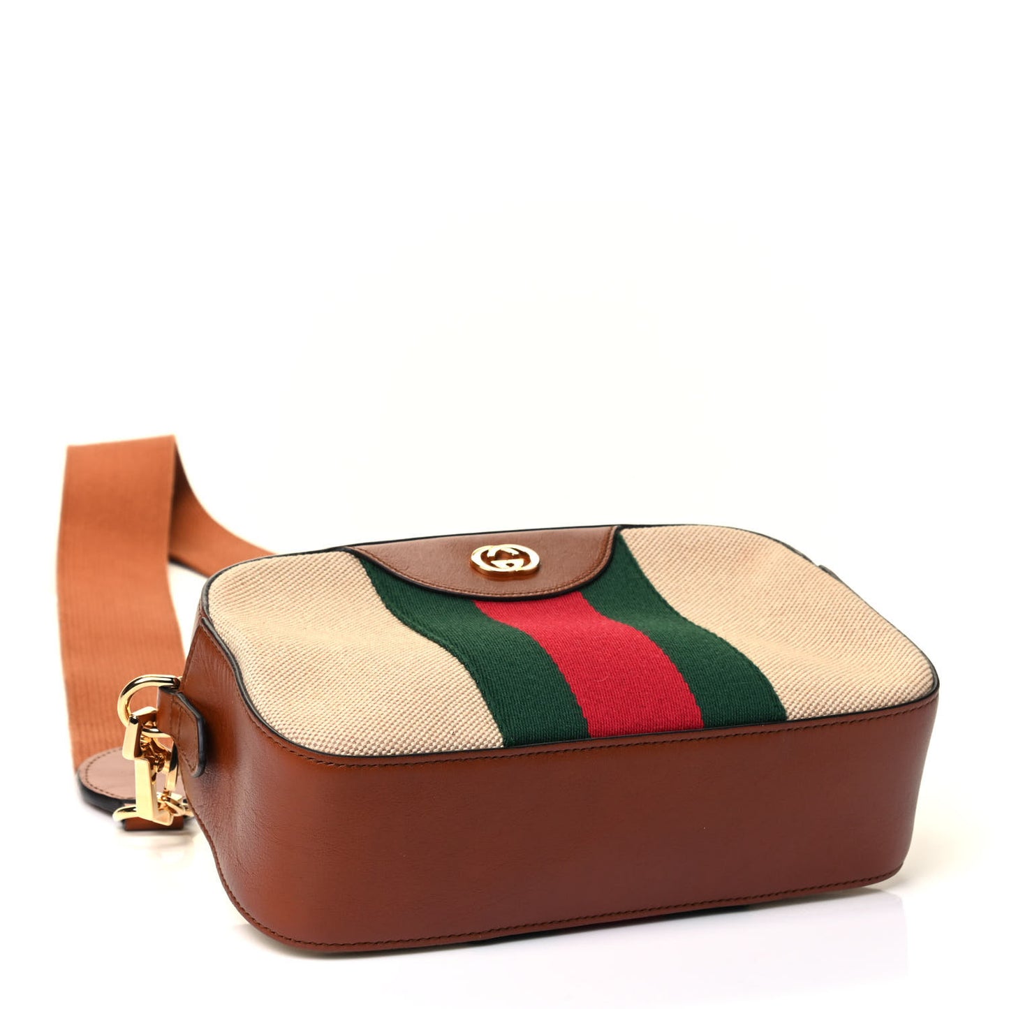 Vintage Canvas Web Shoulder Bag Sand Cuir