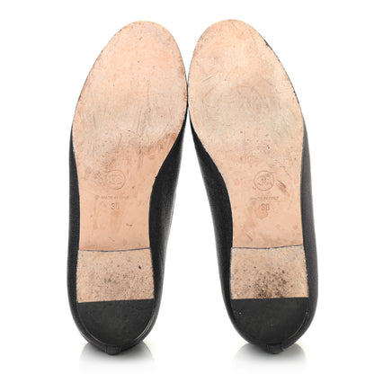 Chanel Iridescent Grained Calfskin Cap Toe Ballerina Flats 38 Black 5 of 10