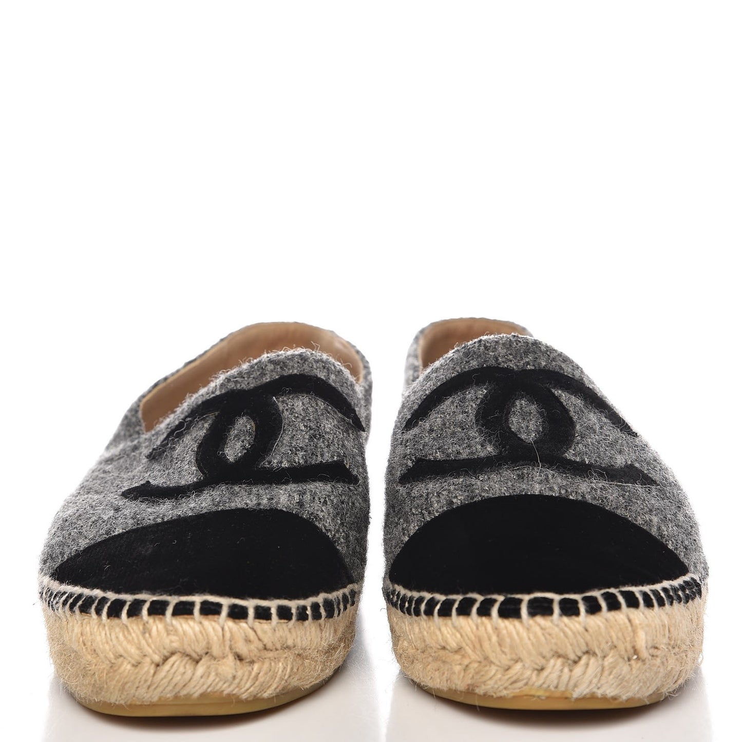 Tweed Velvet CC Espadrilles 41 Grey Black