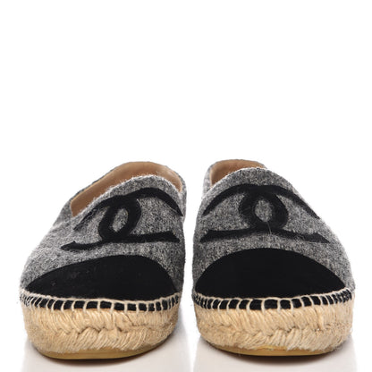 Chanel Tweed Velvet CC Espadrilles 41 Grey Black 2 of 11