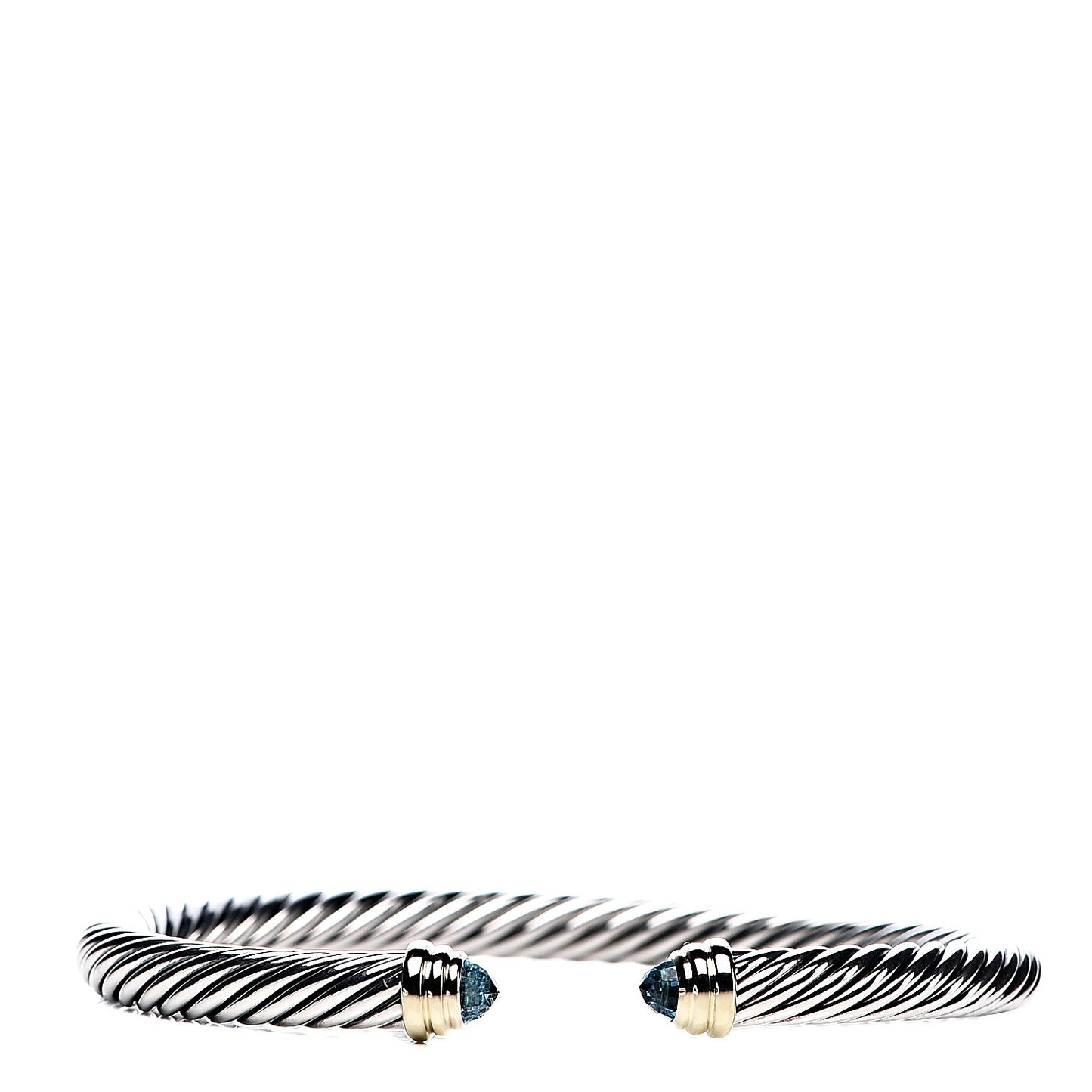 Sterling Silver 14K Yellow Gold Blue Topaz 5mm Cable Classics Petite Color Bracelet