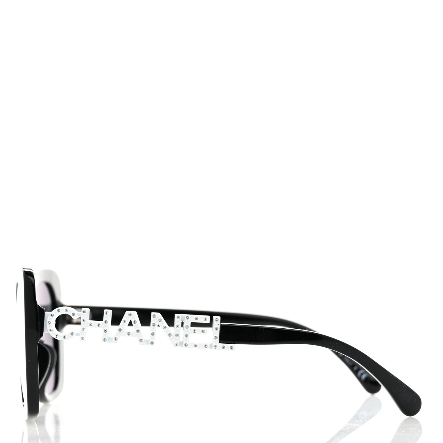 Acetate Strass Square Sunglasses 5422-B-A Black White