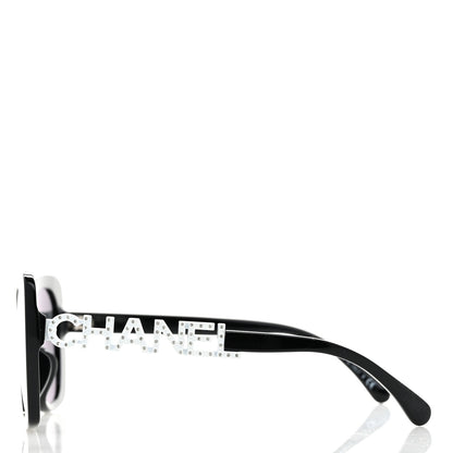 Chanel Acetate Strass Square Sunglasses 5422-B-A Black White 3 of 7