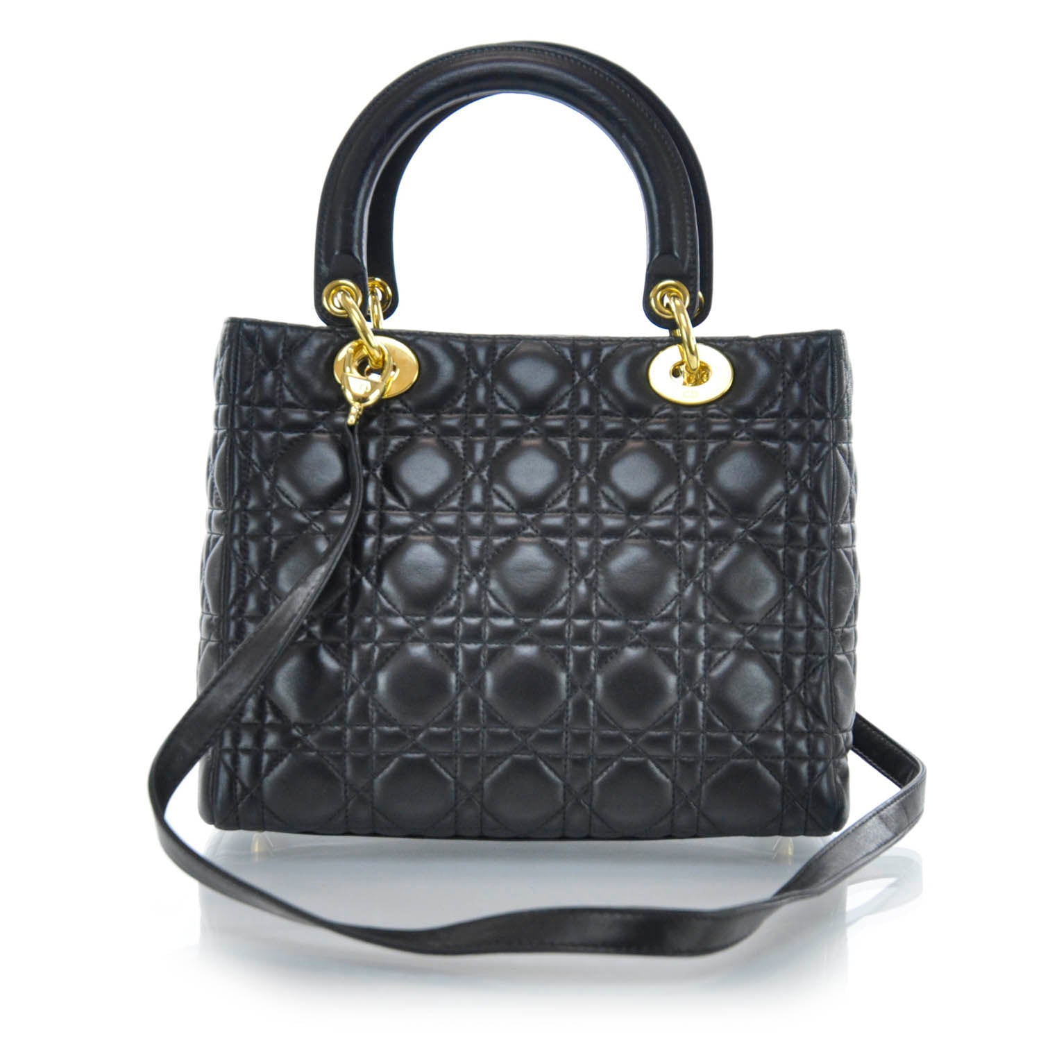 Christian Dior Lambskin Cannage Medium Lady Dior Black 3 of 9