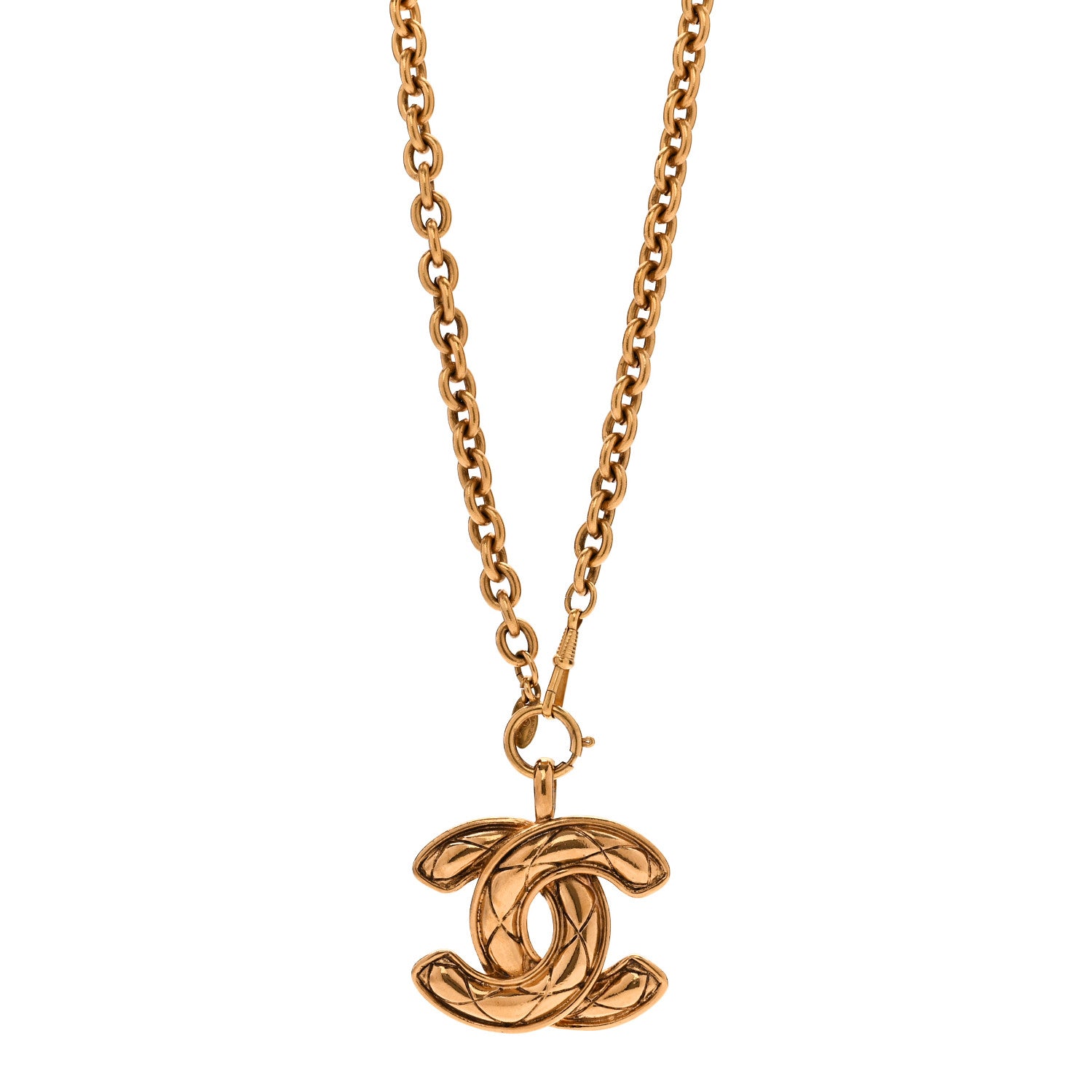 Chanel Metal Quilted CC Necklace Gold 1 of 6