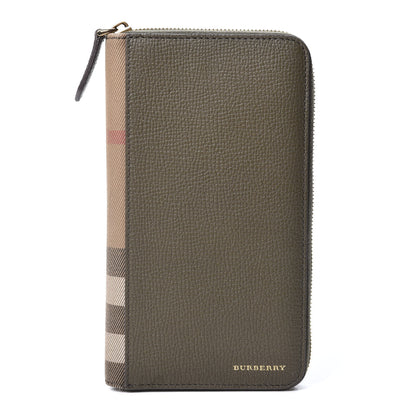 Burberry House Check Calfskin Renfrew Long Zip Around Wallet Green 1 of 10