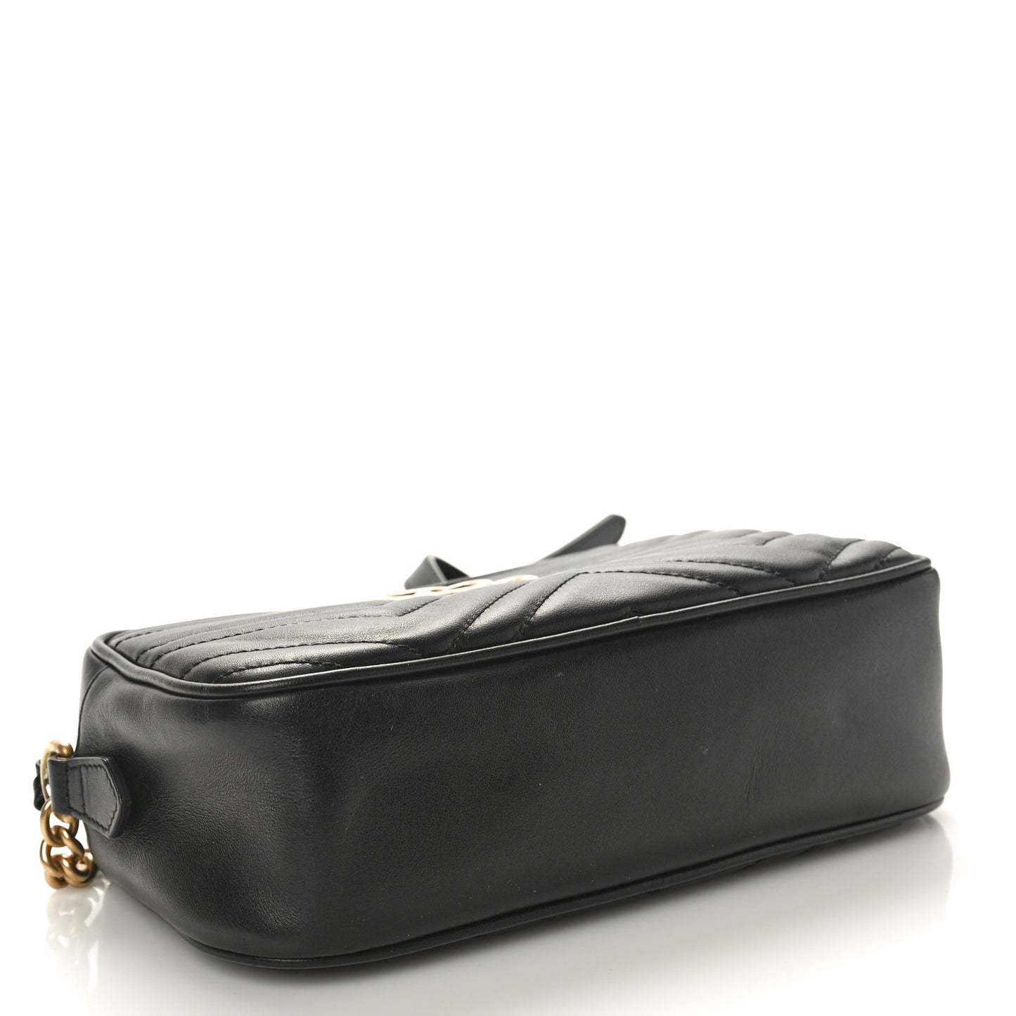 Calfskin Matelasse Small GG Marmont Chain Shoulder Bag Black