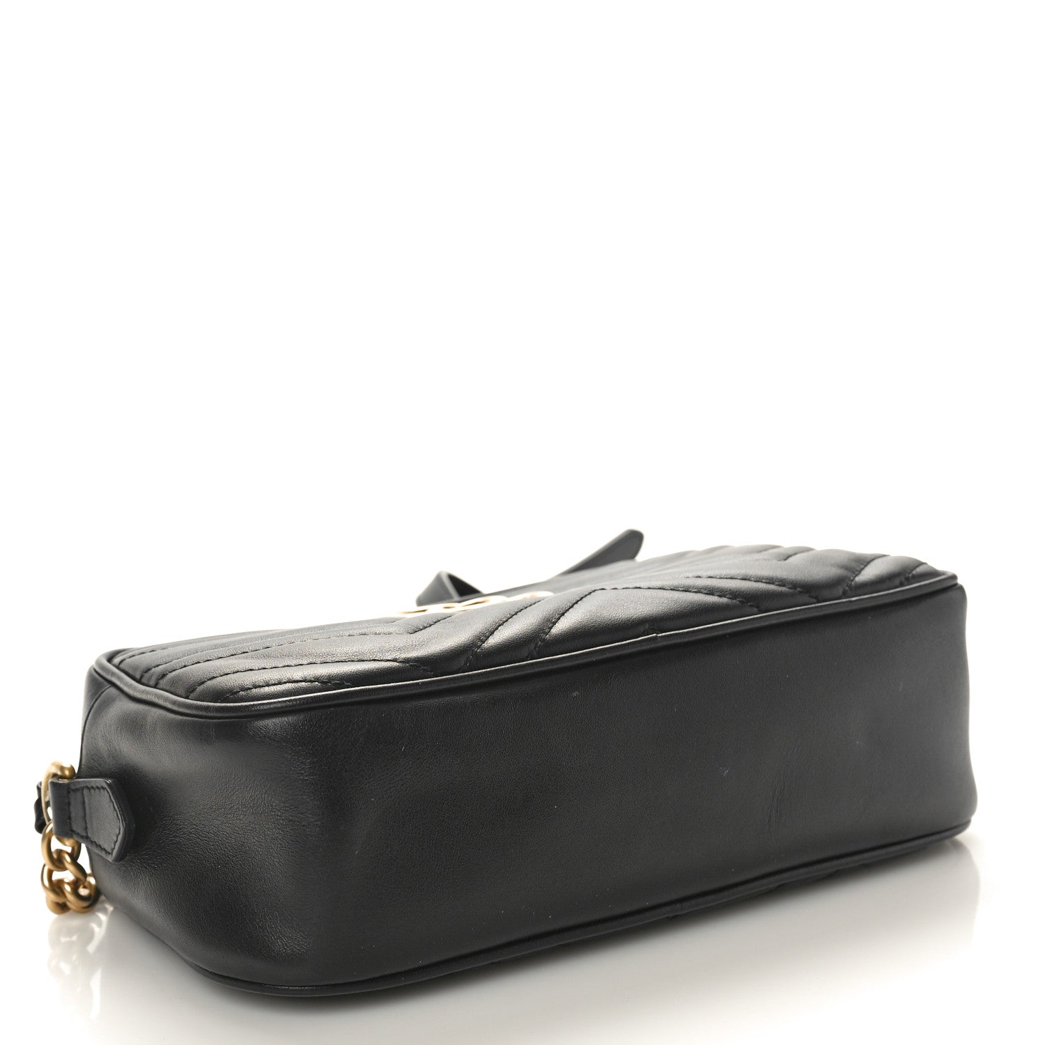 Gucci Calfskin Matelasse Small GG Marmont Chain Shoulder Bag Black 4 of 10