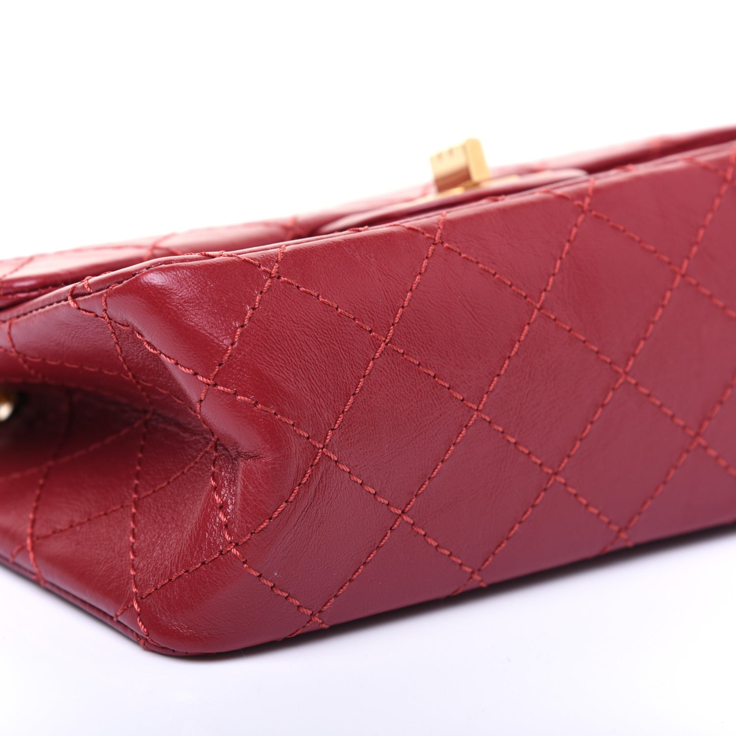 Aged Calfskin Quilted 2.55 Reissue Mini Flap Red
