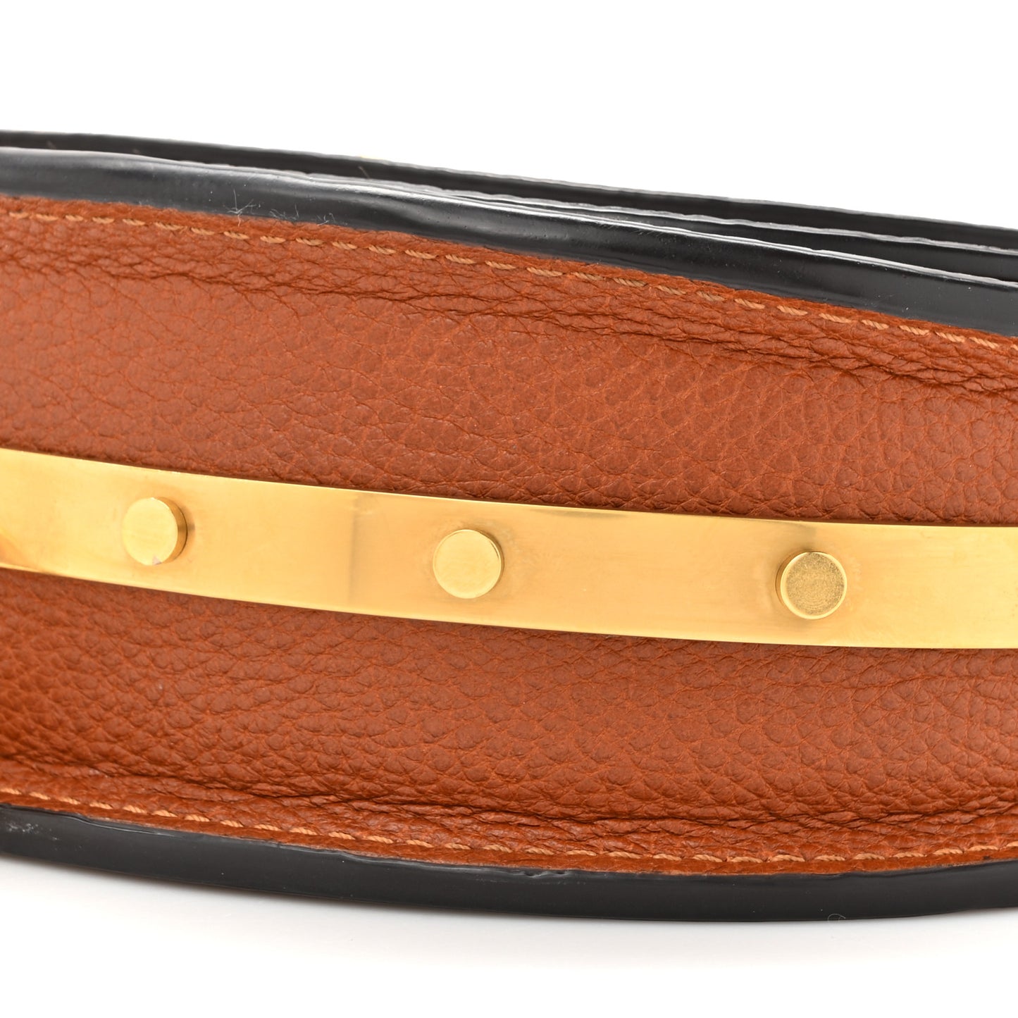 Calfskin Small Nile Bracelet Minaudiere Bag Caramel
