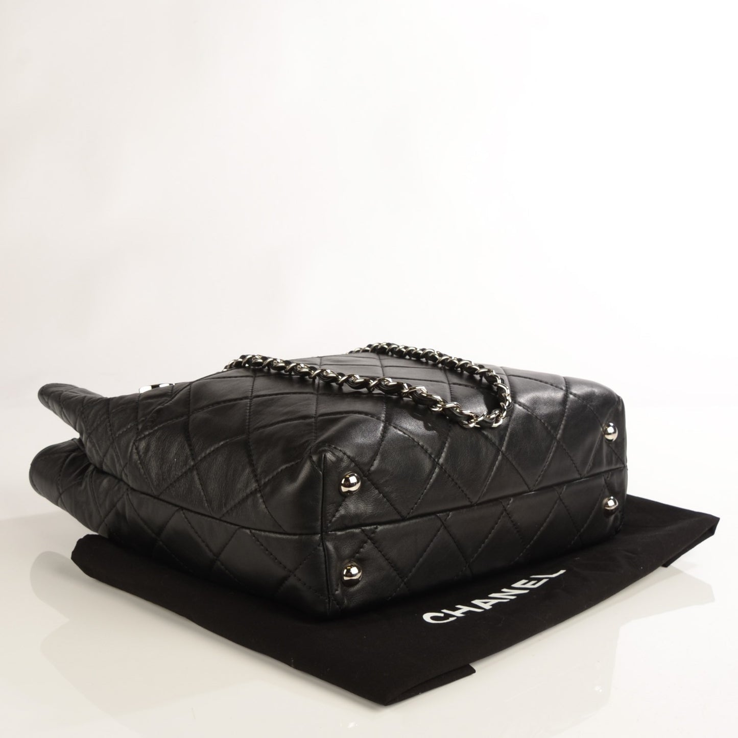 Calfskin Quilted In the Business North South Tote Black