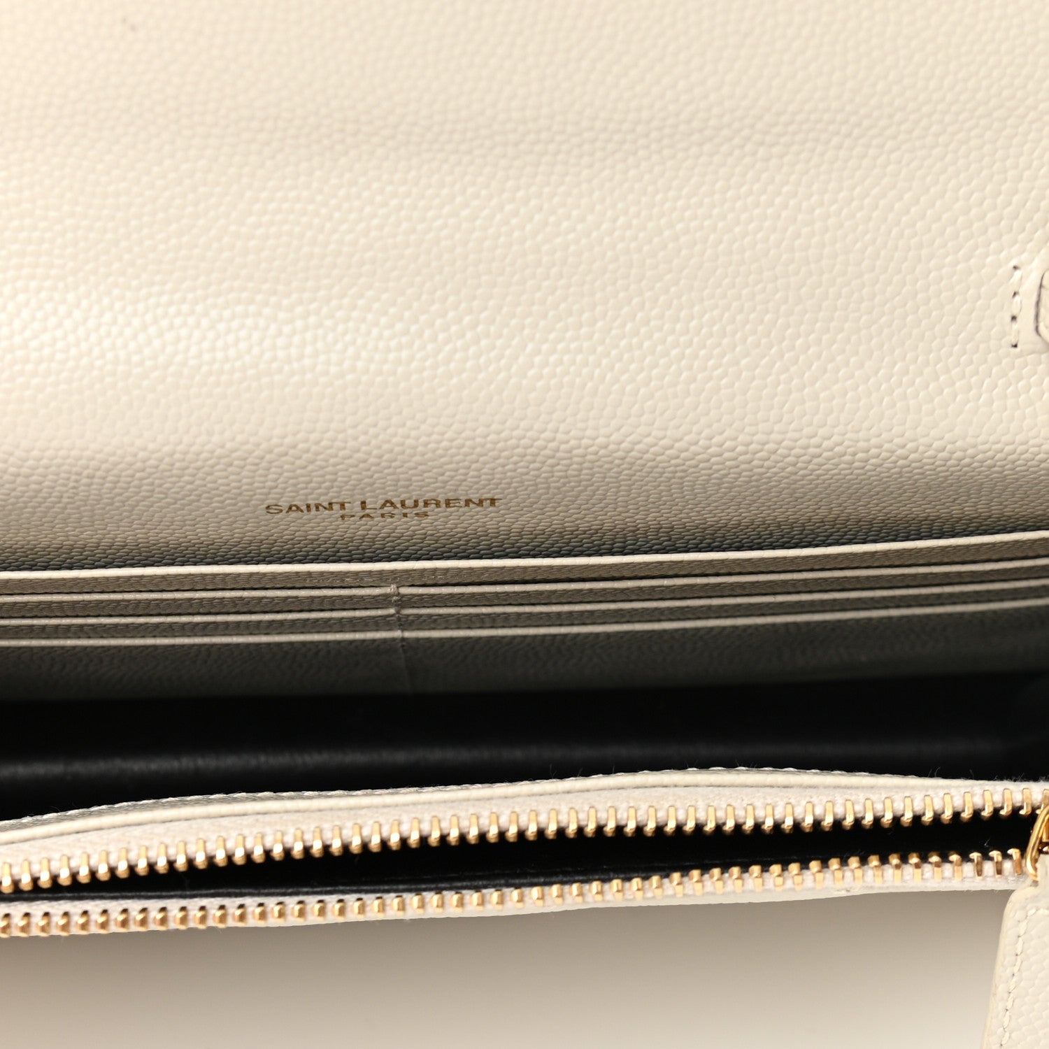 Saint Laurent Grain De Poudre Matelasse Chevron Monogram Envelope Chain Wallet Crema Soft 6 of 11