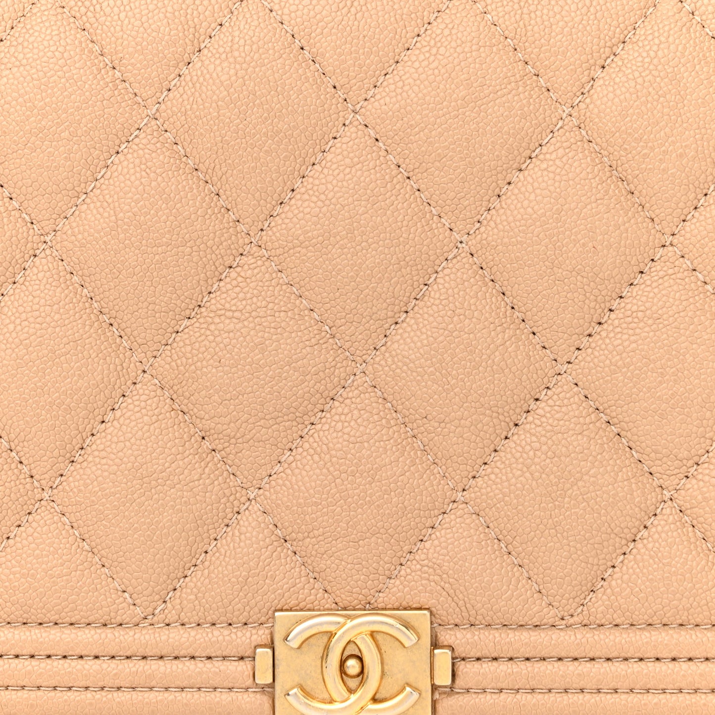 Caviar Quilted Boy Wallet On Chain WOC Dark Beige