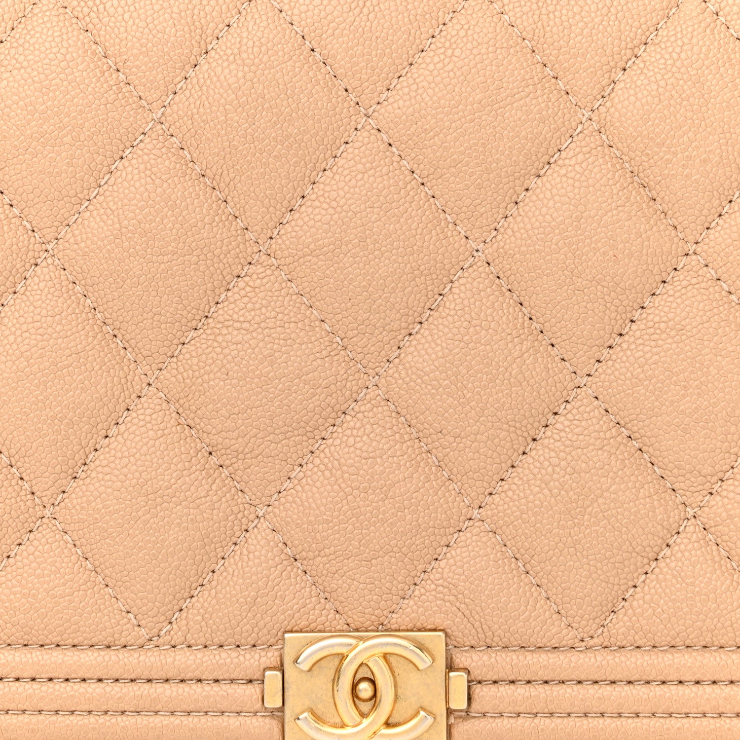 Chanel Caviar Quilted Boy Wallet On Chain WOC Dark Beige 9 of 11