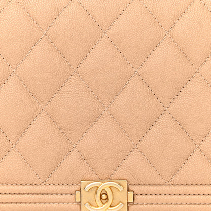 Chanel Caviar Quilted Boy Wallet On Chain WOC Dark Beige 9 of 11