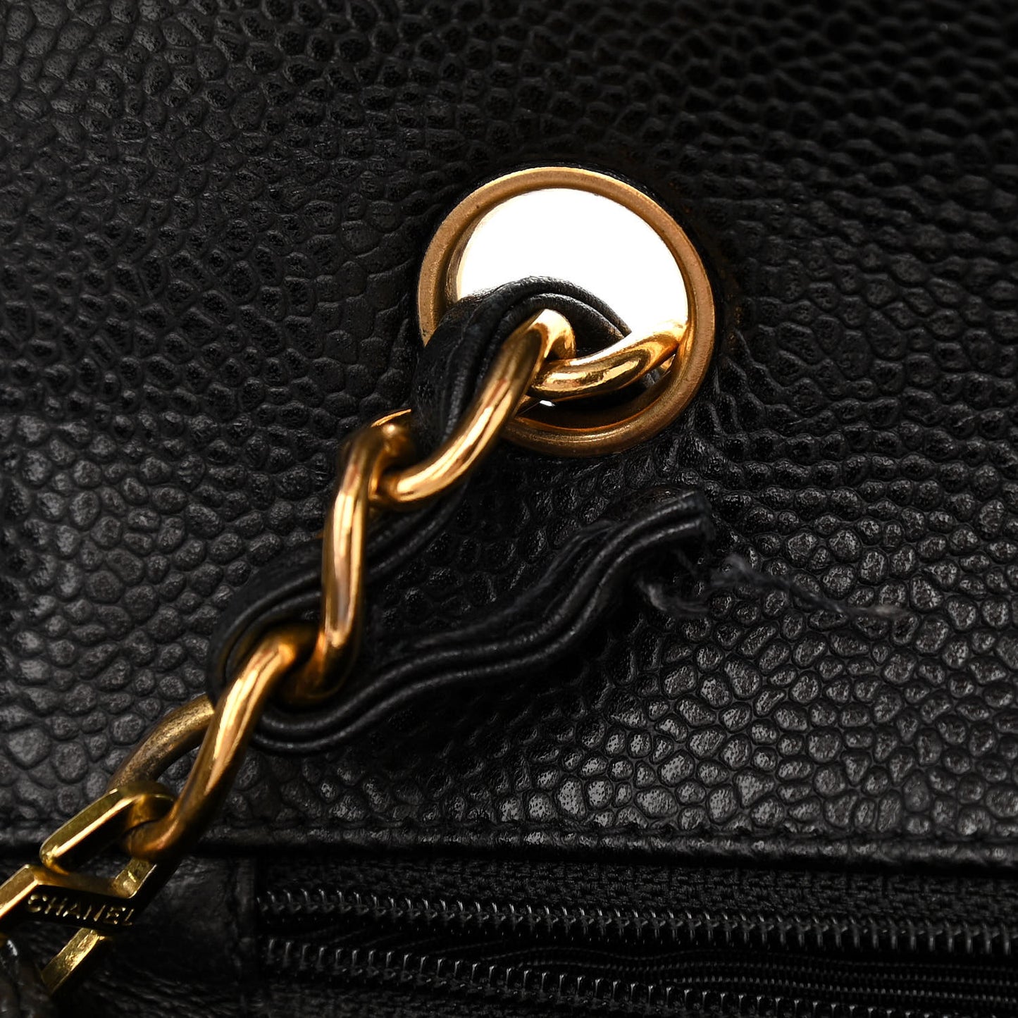 Caviar Quilted Flap Shoulder Bag Black