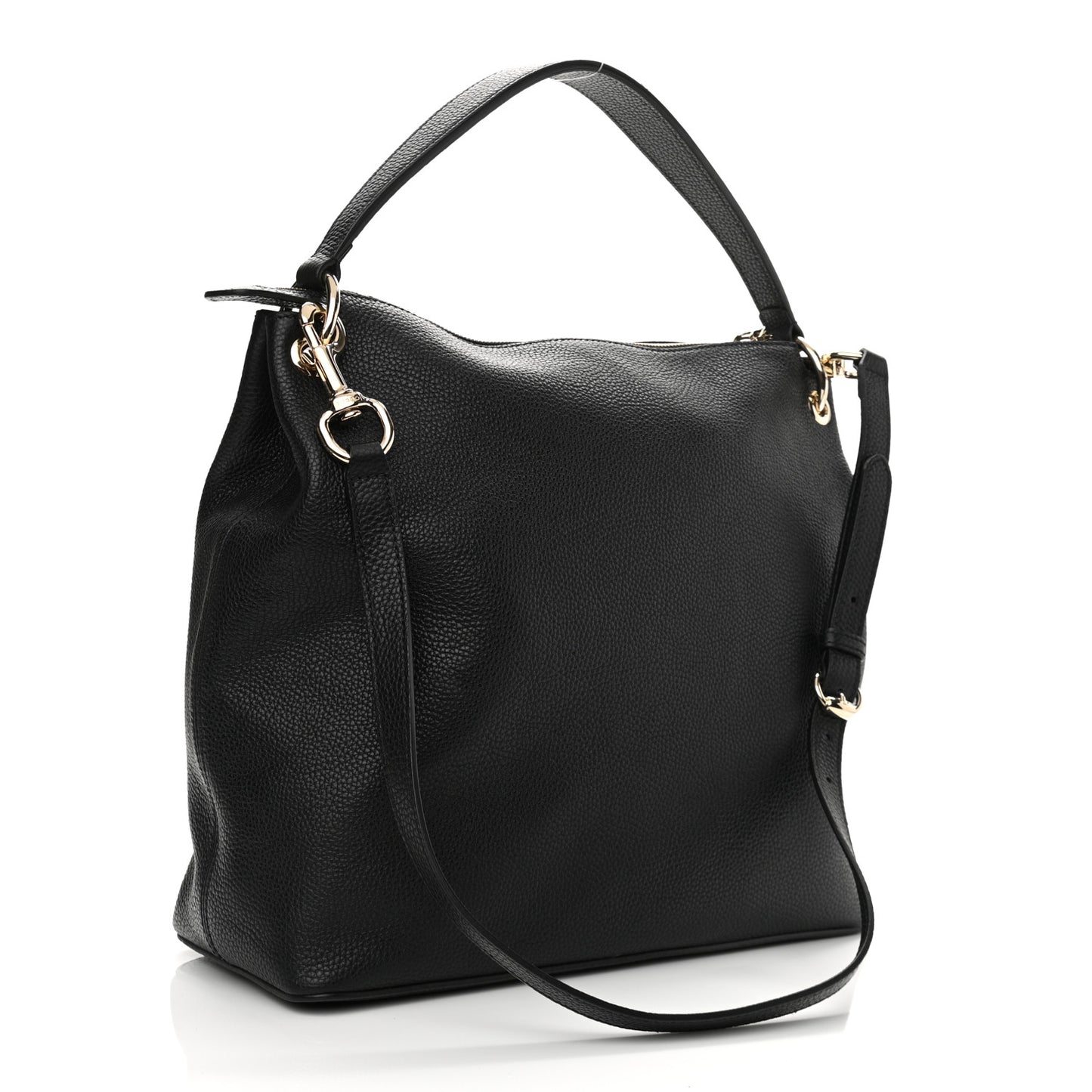 Pebbled Calfskin Large Soho Hobo Black
