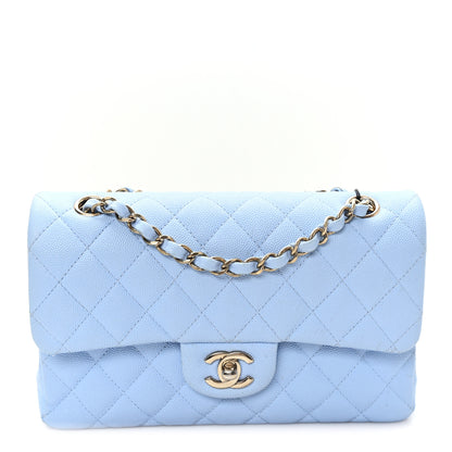 Chanel Caviar Quilted Small Double Flap Light Blue 1 of 10