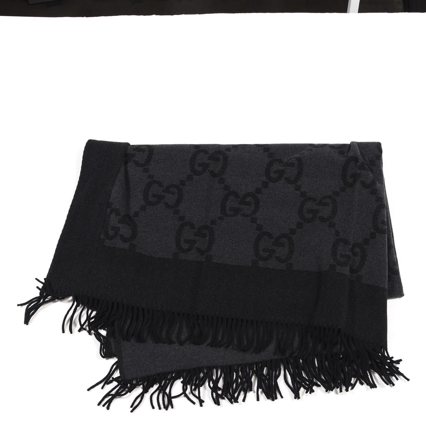 Wool Cashmere GG Monogram Blanket Grey Black
