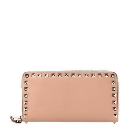 Valentino Garavani Calfskin Rockstud Zip Around Wallet Skin Sorbet 1 of 5