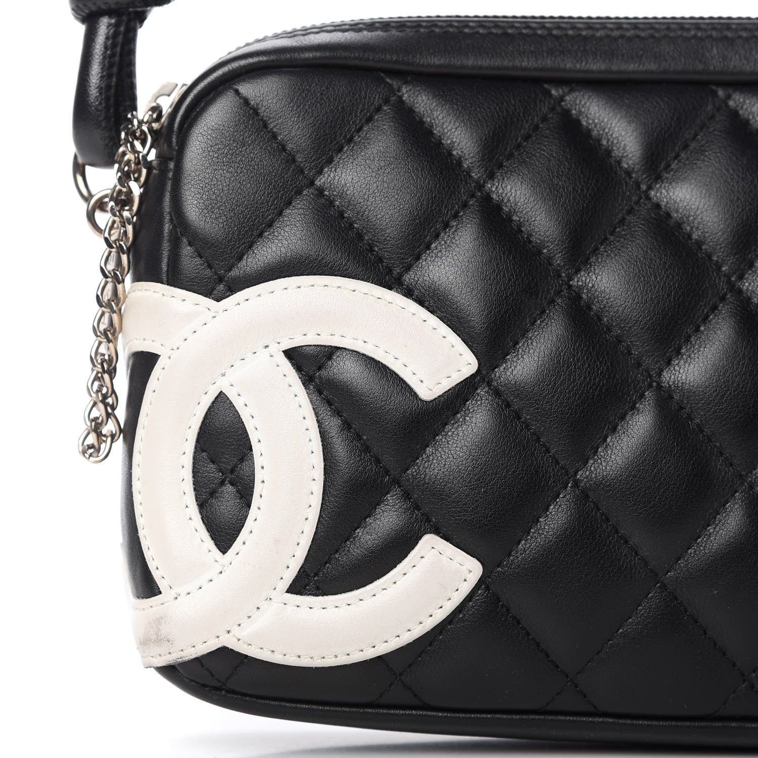 Chanel Calfskin Quilted Cambon Pochette Black White 10 of 11