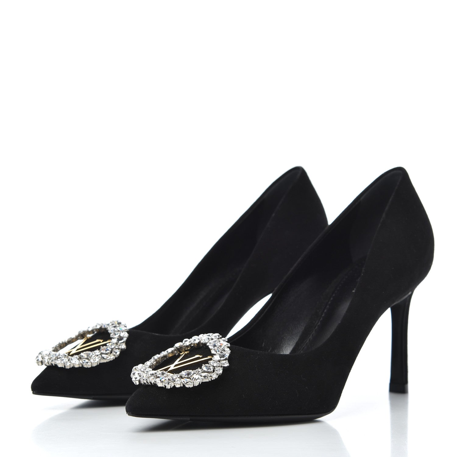 Louis Vuitton Suede Baby Goat Swarovski Crystal Madeleine Pumps 37 Black 3 of 13