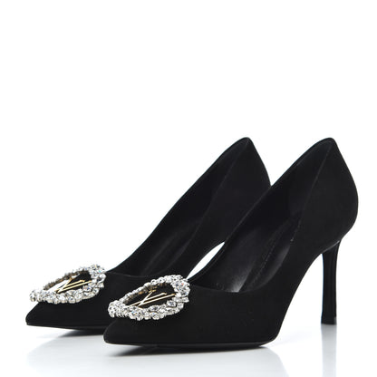 Louis Vuitton Suede Baby Goat Swarovski Crystal Madeleine Pumps 37 Black 3 of 13